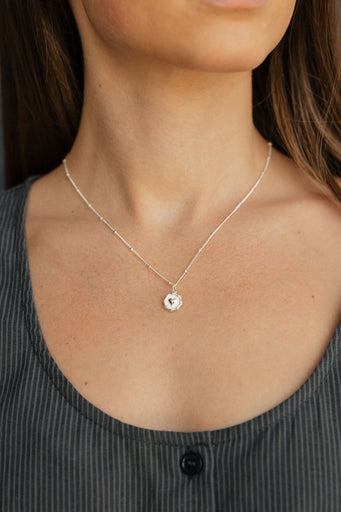 Dainty Heart Necklace-Silver