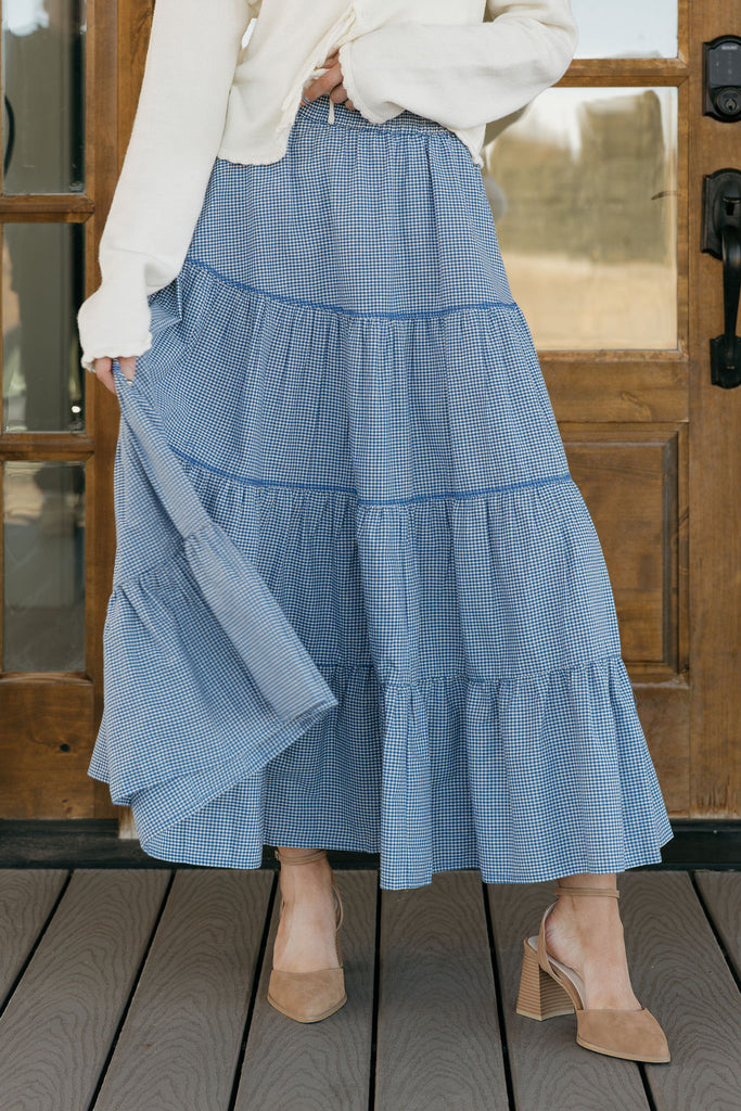 Zoey Skirt-Blue Gingham