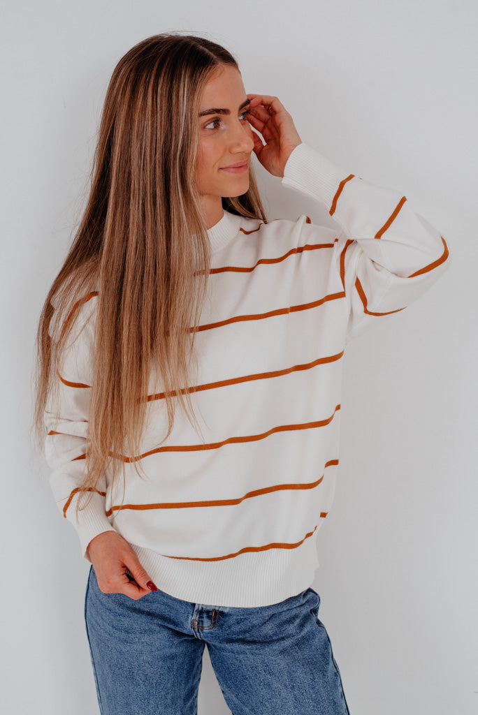 Robbie Sweater-White/Camel