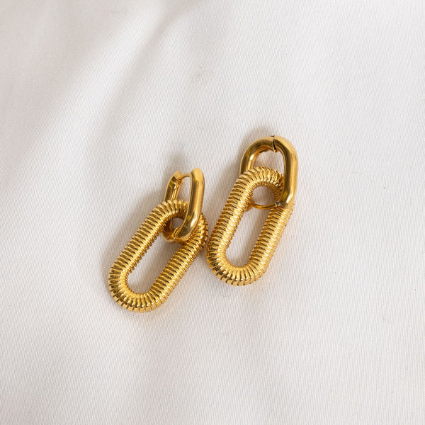 Double Ring Hoop Earrings-Gold Plated