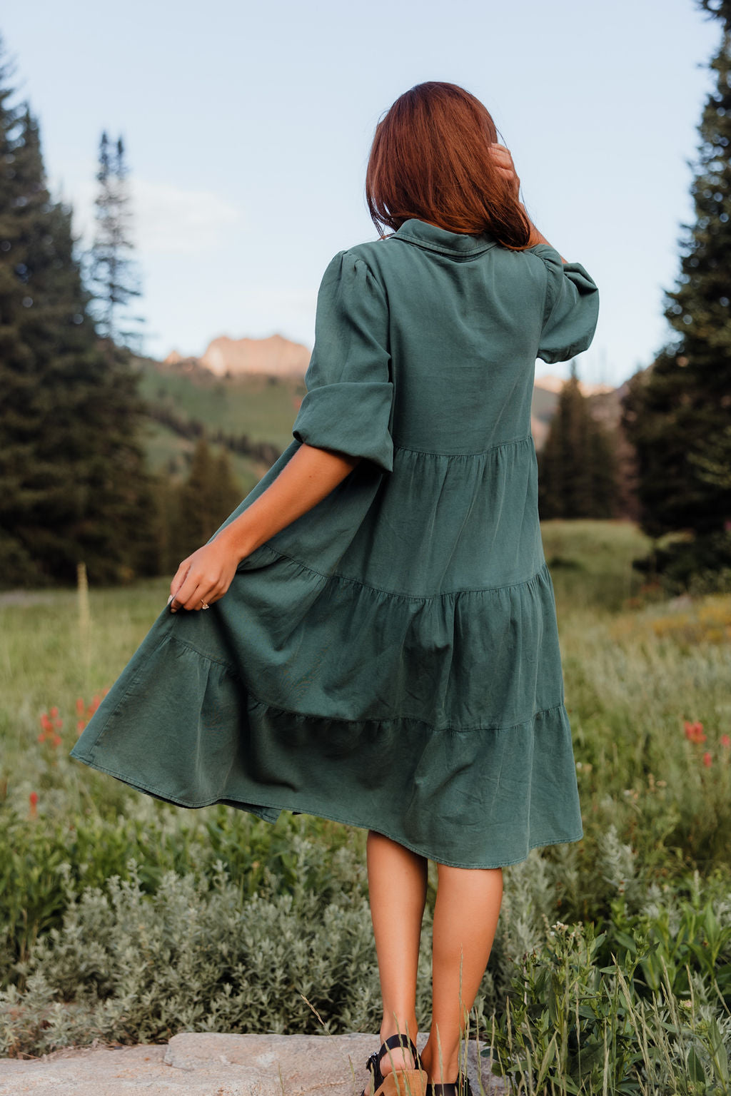 Hunter green clearance shirt dress