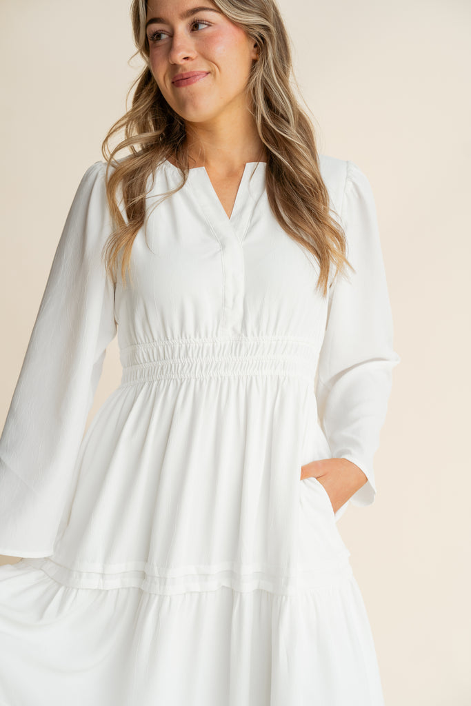 caribbean formal dresses Dress Long Sleeve-White Regular / XL / White CLIGNE_Homme