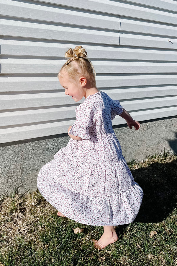 Little Girl's Let Love Grow Dress-Pink/White Floral