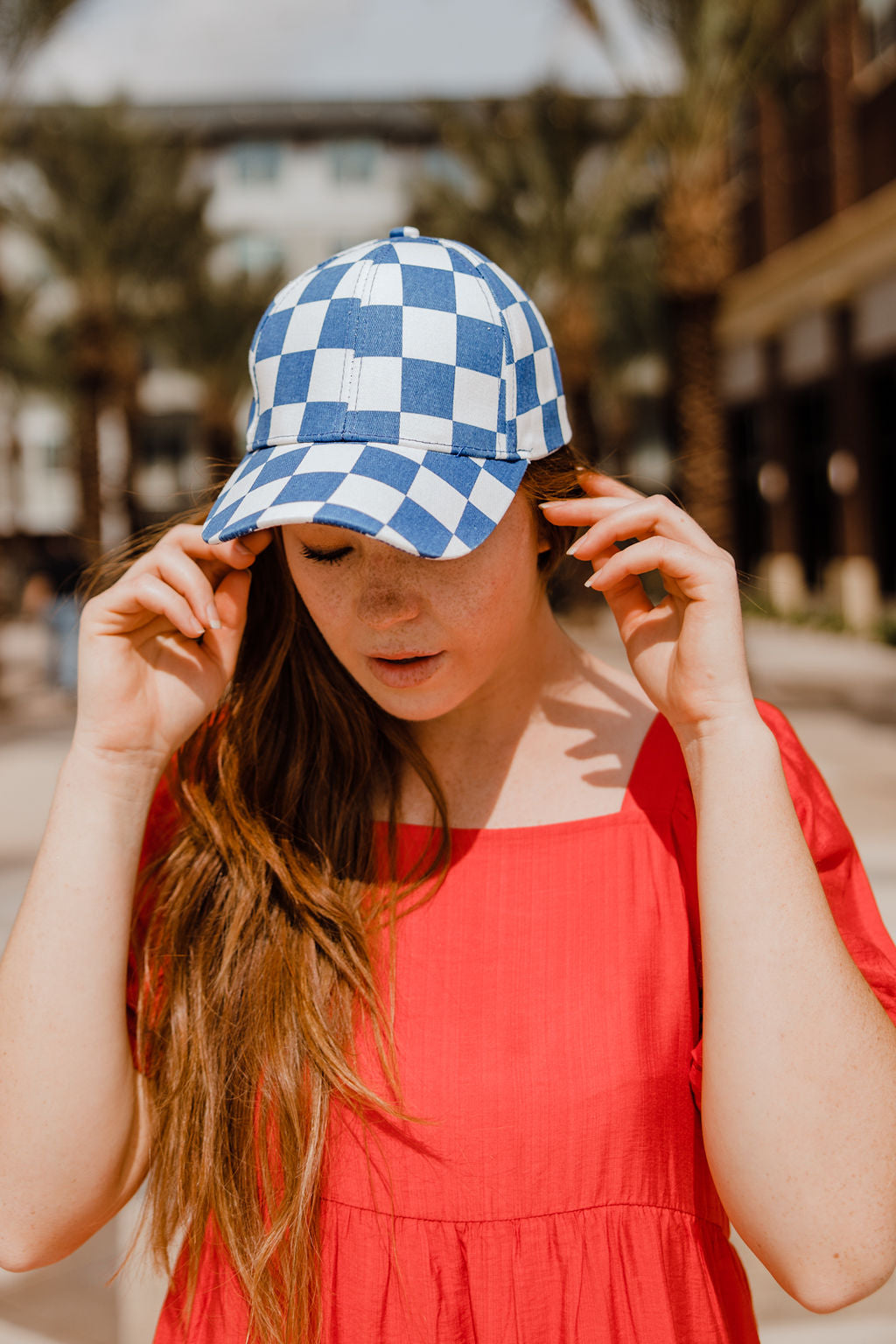 Checkered Babe Cap-Blue/White – Love Olive Co
