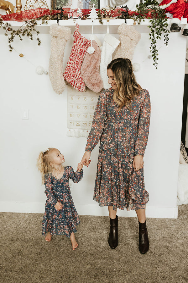 Little Girl's Curtis Dress-Slate Blue Multi