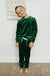 Kid's Frost Velvet Top+Pants Set-Green