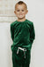 Kid's Frost Velvet Top+Pants Set-Green