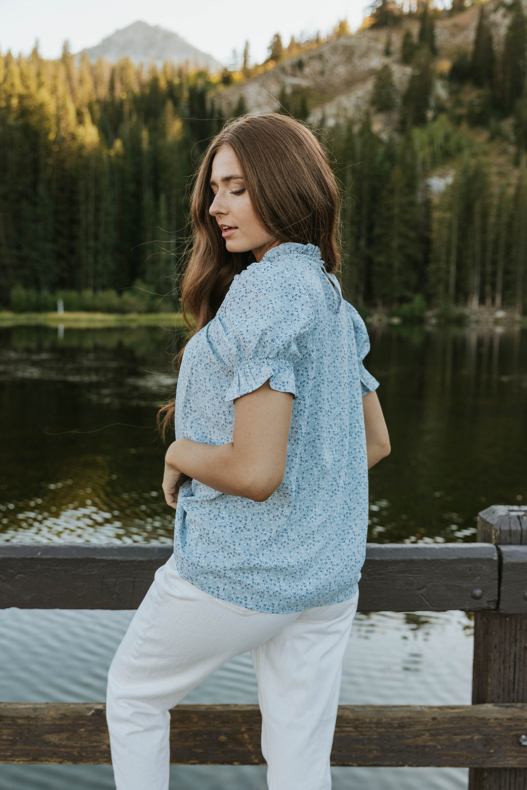 FREE PEOPLE Costa Eyelet Top in Periwinkle