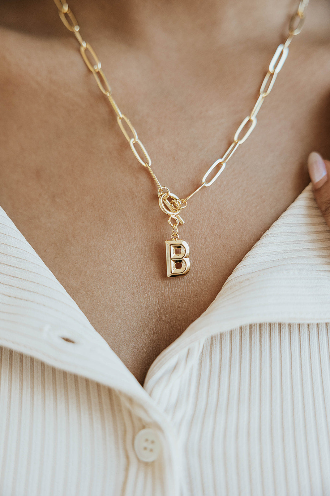  BOUTIQUELOVIN Gold Paperclip Chain Lock Necklace for