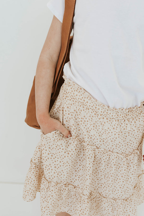 Little Girl's Baby's Breath Skirt-Tan Floral