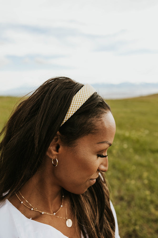 Fashion Headband-Yellow Gingham