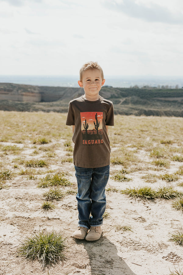 Kid's Saguaro Tee-Charcoal