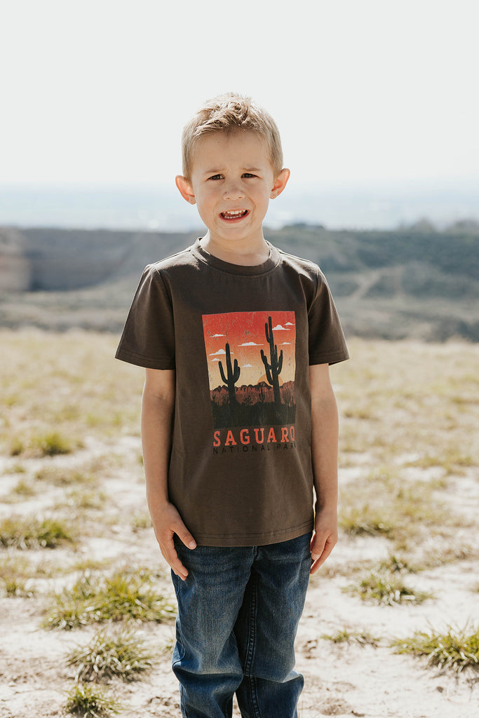 Kid's Saguaro Tee-Charcoal