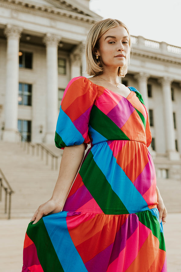 Prism Dress-Rainbow Stripe