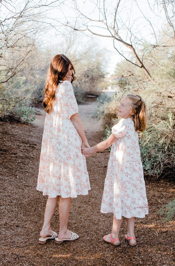 Little Girl's Quinton Dress-Ivory/Peach